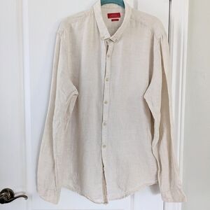 Zara men unisex slim fit linen button down shirt beige slim fit XL